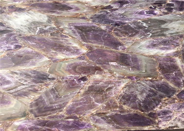 China Hintergrundbeleuchtete natürliche purpurrote Amethyst-Stein-Platte für Hotel-Wand fournisseur