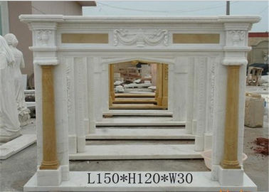 China Natürliche weiße Marmorfeuer-Einfassung, Marmor um Kamin-klassische Spalten-Form fournisseur