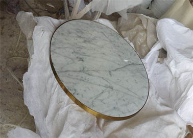 China Klassische Carrara-Marmor-Tischplatte, runde Couchtisch-Spitze mit goldenem Rand fournisseur
