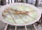 Ovalgeschnittene Steintischplatten, hellgrüne Onyx-Tischplatte für Kaffee-Tee-Tabelle fournisseur